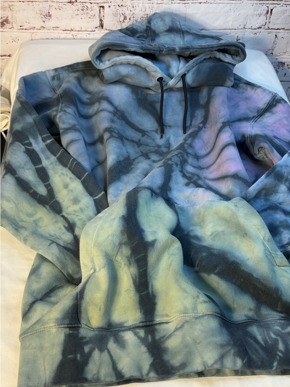 Men's Tie-Dye Crewneck Hoodie - Blue Green